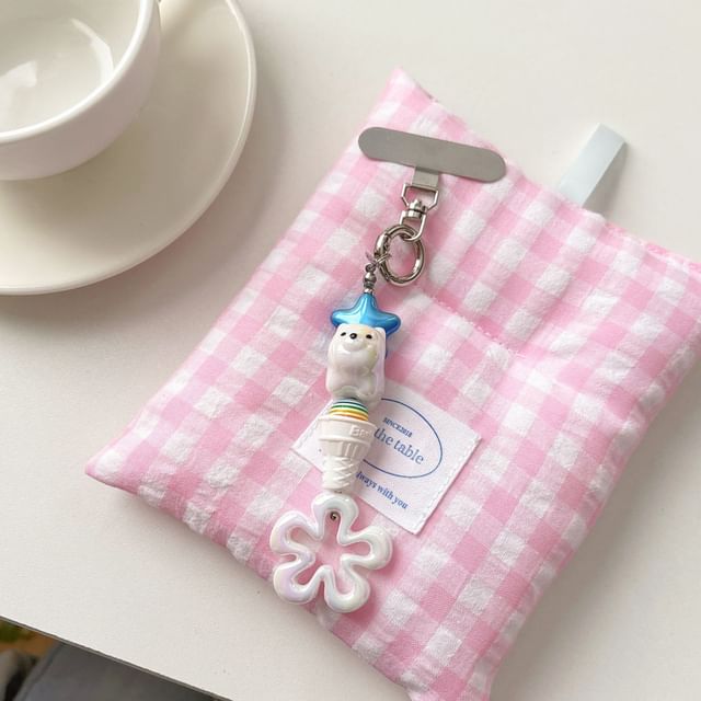 Ice (Various Cream Pad Lanyard Phone Charm with Floral Designs)