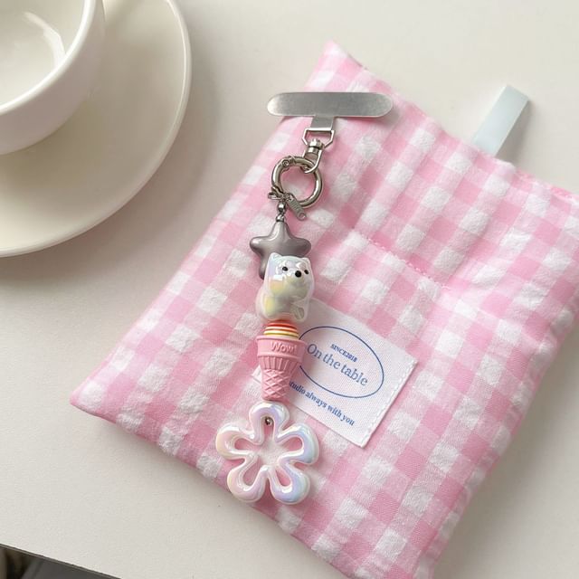 Ice (Various Cream Pad Lanyard Phone Charm with Floral Designs)