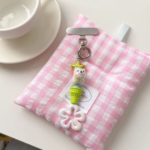 Ice (Various Cream Pad Lanyard Phone Charm with Floral Designs)