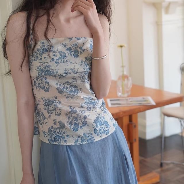 Top Sleeveless Floral Tube Print