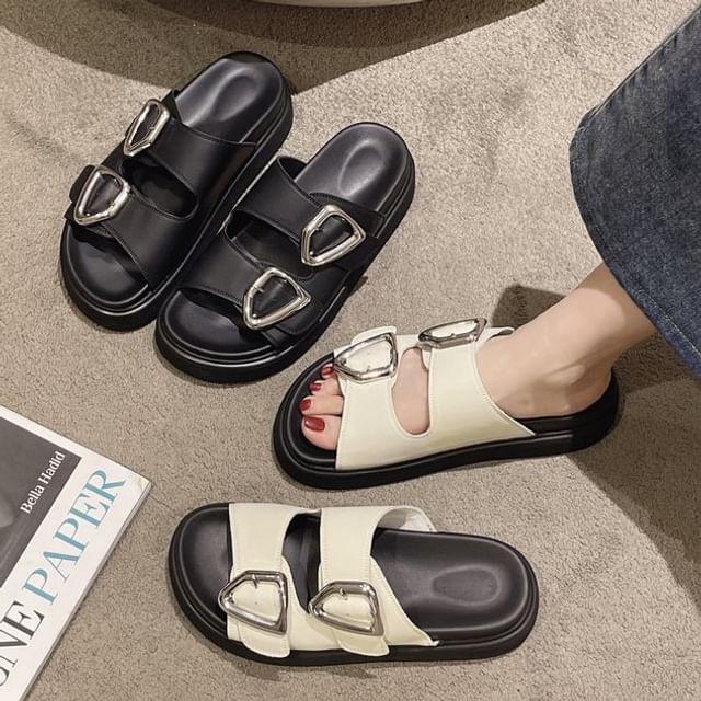 Platform Sandals Buckled Slide