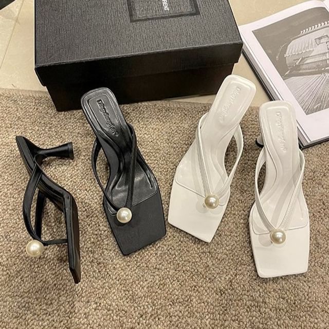 Kitten Faux Flip-Flops Heel Pearl