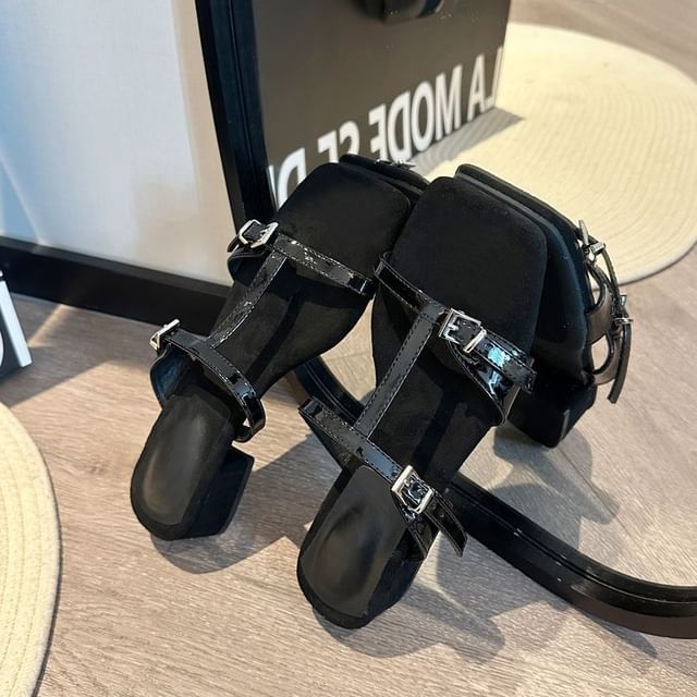 Chunky Sandals Slide Strappy Heel