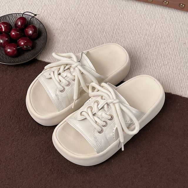 Slide Sandals Platform Lace-Up