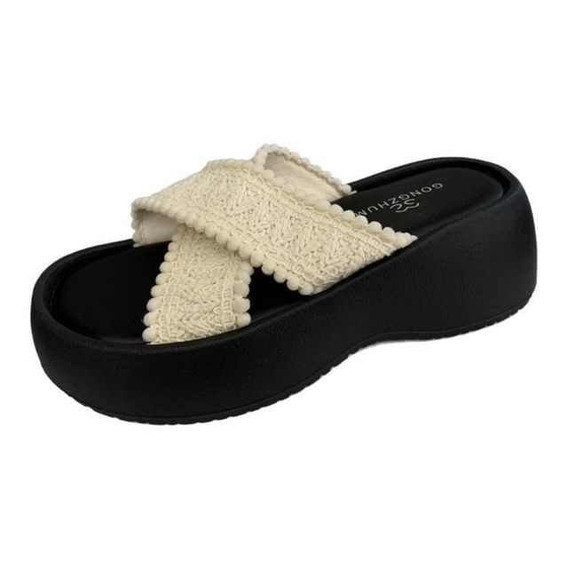 Sandals Platform Strap Slide Cross