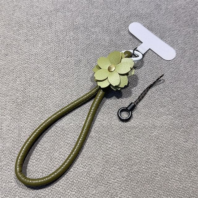 with Strap Floral Faux Phone Lanyard Pad Leather and