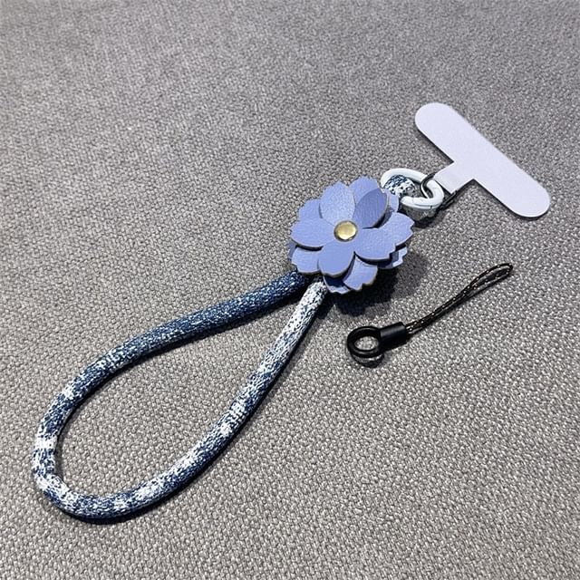 with Strap Floral Faux Phone Lanyard Pad Leather and