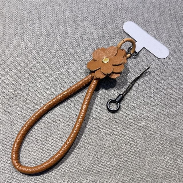 with Strap Floral Faux Phone Lanyard Pad Leather and