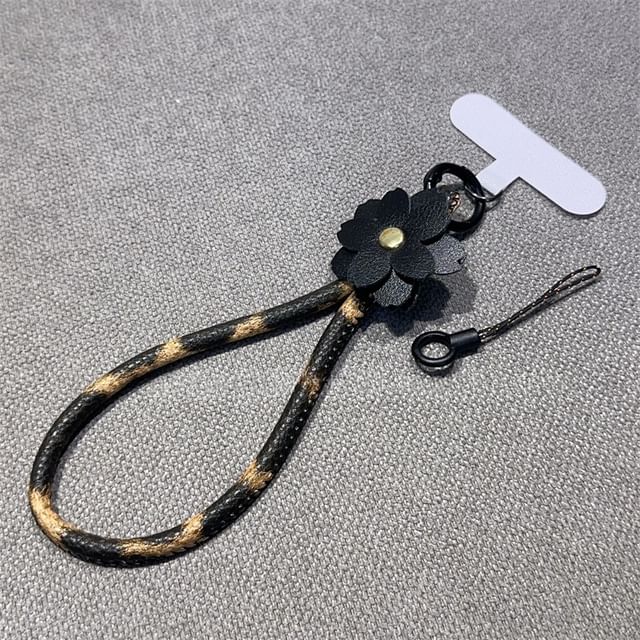 with Strap Floral Faux Phone Lanyard Pad Leather and