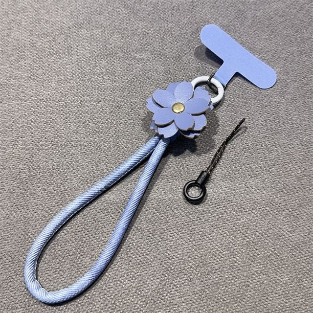 with Strap Floral Faux Phone Lanyard Pad Leather and