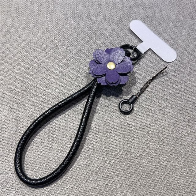 with Strap Floral Faux Phone Lanyard Pad Leather and