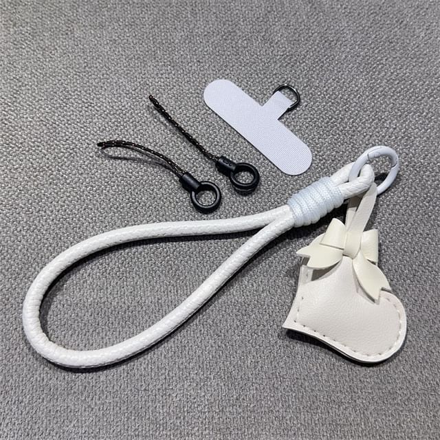 Bear Phone Pad Leather and Faux Lanyard with Strap