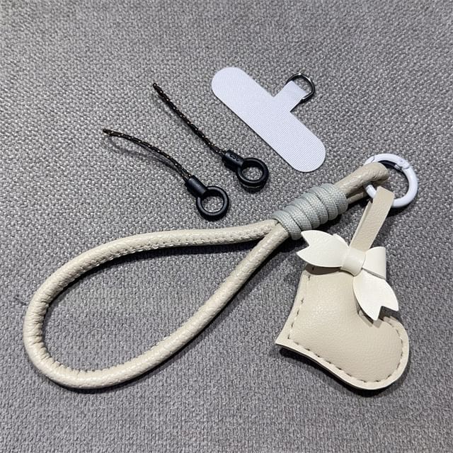 Bear Phone Pad Leather and Faux Lanyard with Strap