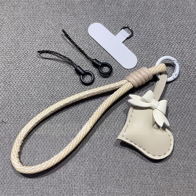 Bear Phone Pad Leather and Faux Lanyard with Strap