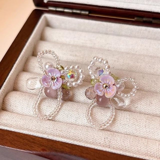 Stud Earring Floral Beaded