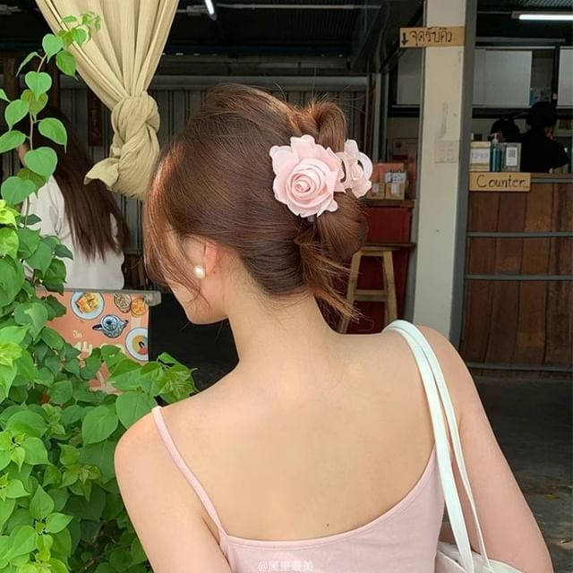 Fabric Flower Claw Hair