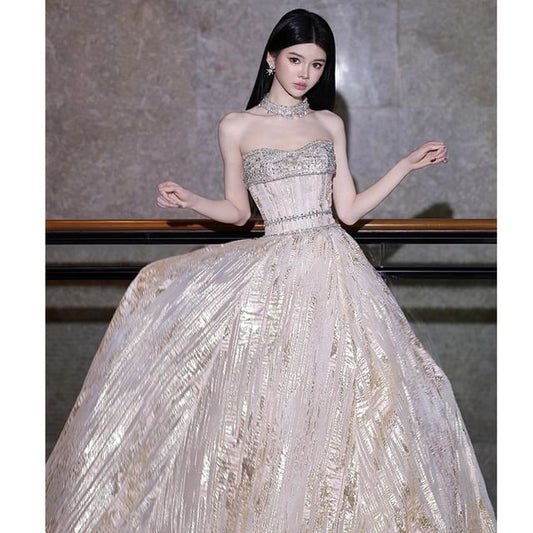 Embellished Gown A-Line Strapless Evening
