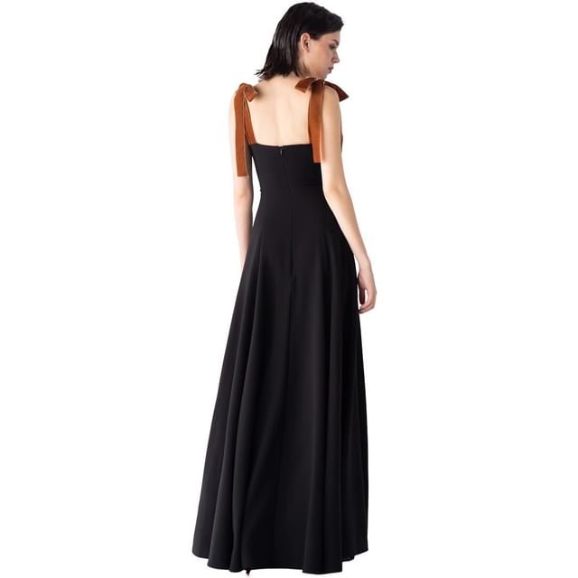 Gown Plain A-Line Neck Evening Spaghetti Square Strap