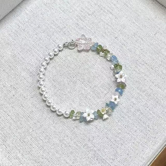 Pearl Faux Floral Star Bracelet