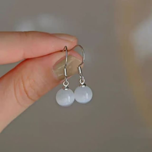 Stone Faux Cat Earring Eye Bead Alloy Dangle