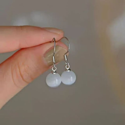 Stone Faux Cat Earring Eye Bead Alloy Dangle