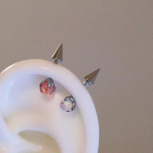 Earring Alloy Through Gemstone Claw Faux