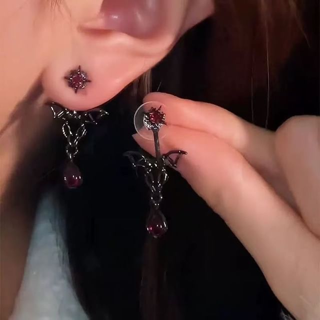 Earring Dangle Alloy Bat Rhinestone