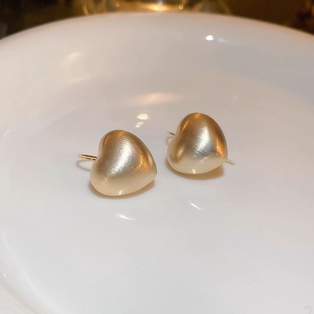 Heart Earring Alloy Drop Brushed