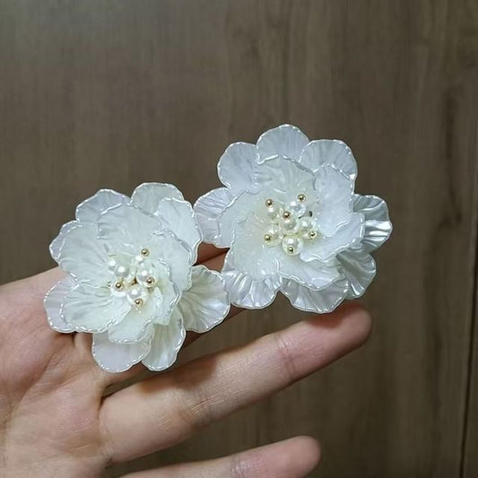 Statement Floral Pearl Earring Faux Alloy