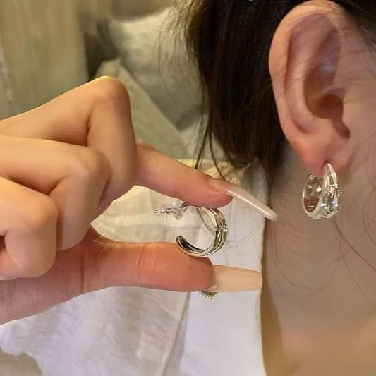 Hoop Open Earring Textured Alloy