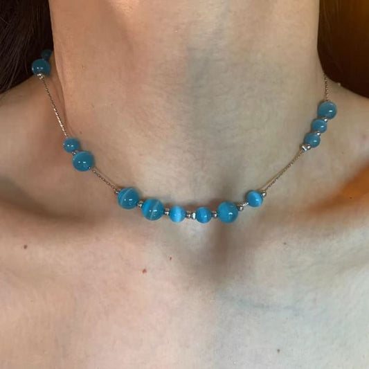 Faux Gemstone Choker Alloy Bead