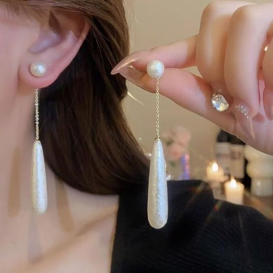 Alloy Dangle Faux Pearl Earring Droplet