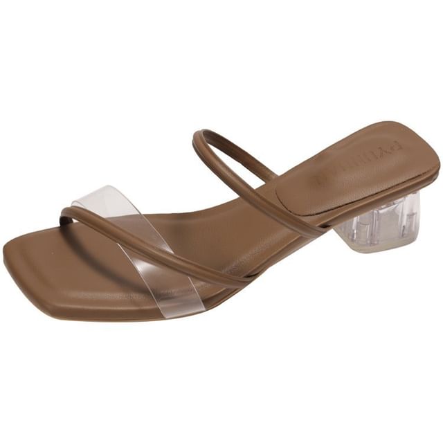 PVC Heel Slide Sandals Low Square Toe