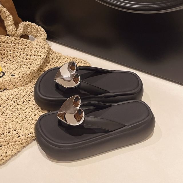 Accent Platform Heart Flip Flops