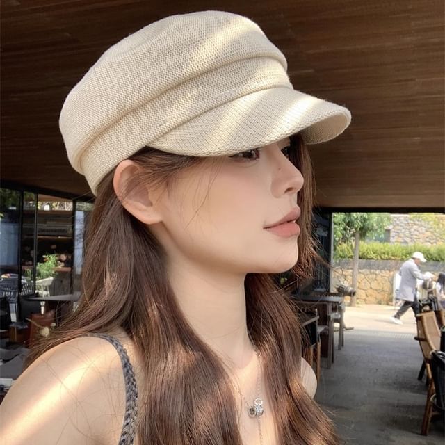Knit Plain Newsboy Cap