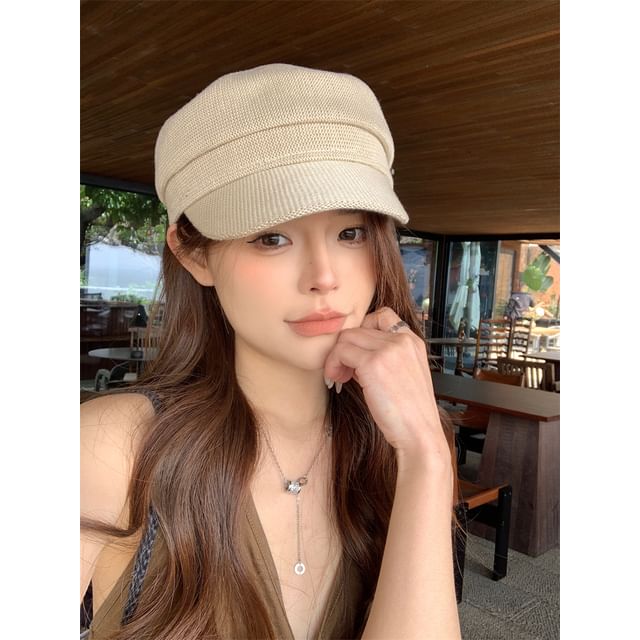 Knit Plain Newsboy Cap