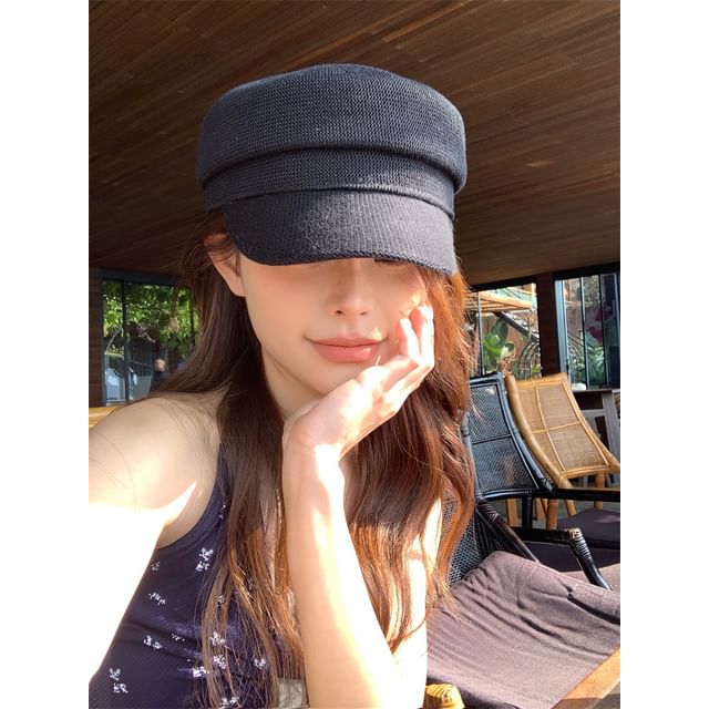 Knit Plain Newsboy Cap