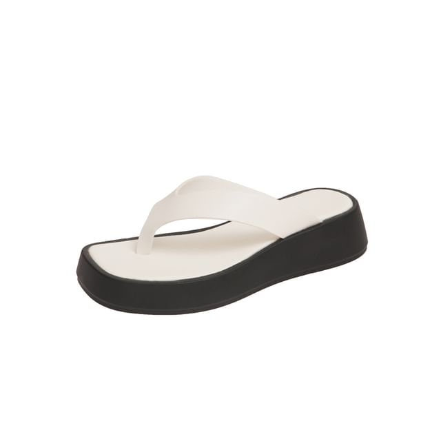 Platform Faux Leather Flip-Flops