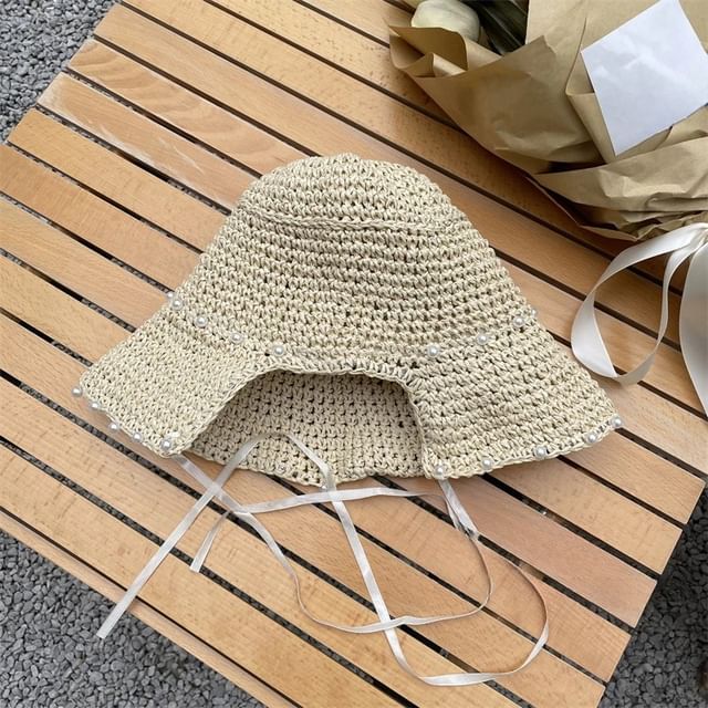 Hat Straw Lace-Up Cloche
