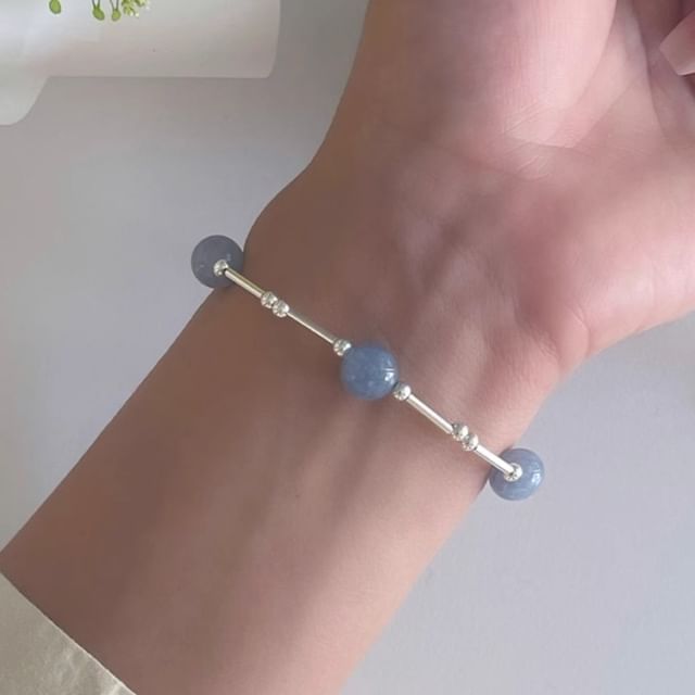 Sterling Bracelet Gemstone Beaded Silver