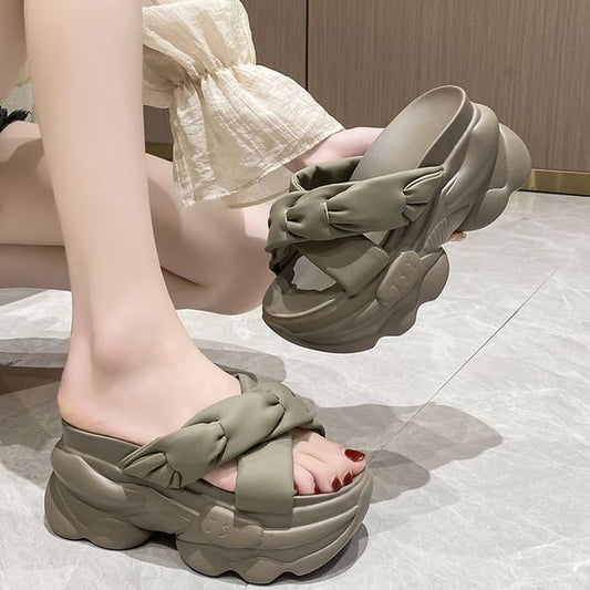Platform Sandals Slide Cross Criss