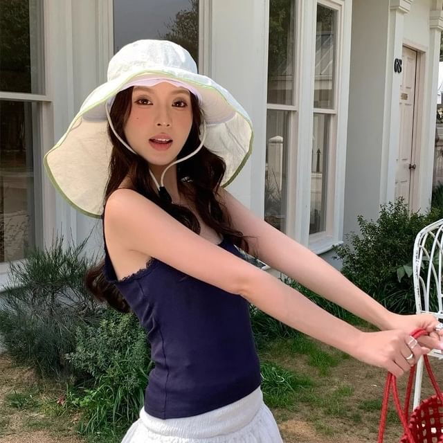 Bucket Plain Hiking Hat Contrast Trim