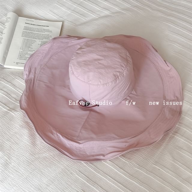 Hat Bucket Hiking Plain Ruffle