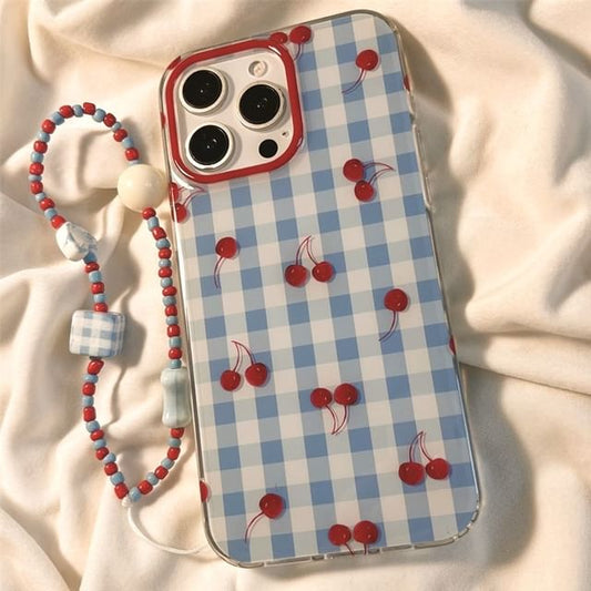 Case iPhone Print Beaded / Cherry Set Strap
