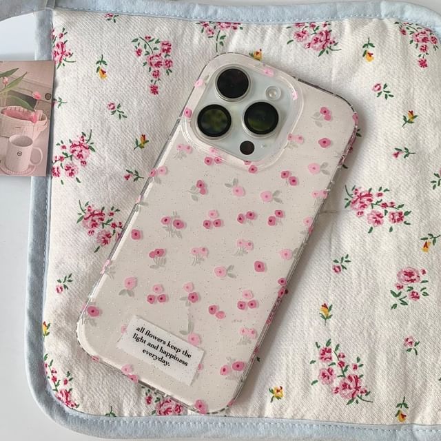 Strap Floral Case Set iPhone / Print Beaded