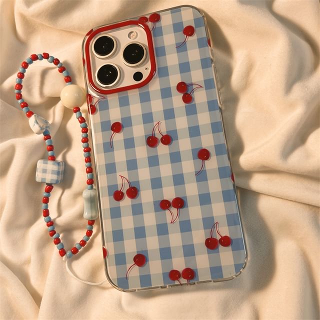 Case iPhone Print Beaded / Cherry Set Strap