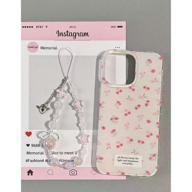 Strap Floral Case Set iPhone / Print Beaded
