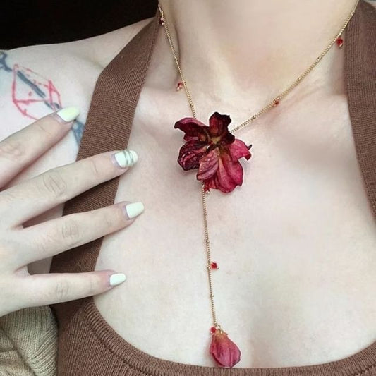 Lariat Necklace Alloy Petal