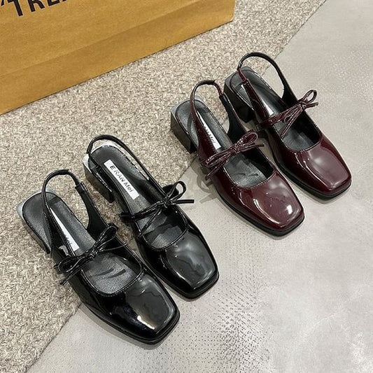 Slingback Square Mary Bow Toe Pumps Jane