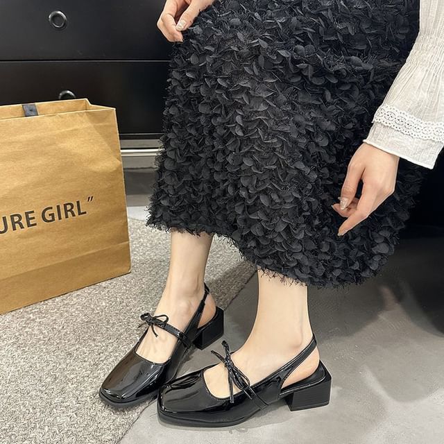 Slingback Square Mary Bow Toe Pumps Jane